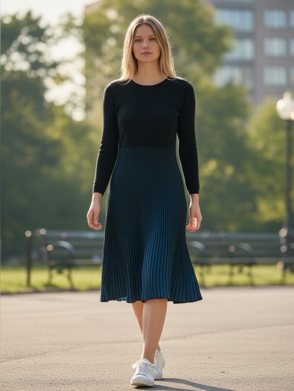 🌻 Spense Mixed-Media Sweater Dress #599